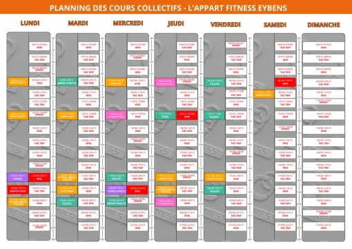 Découvrez notre nouveau planning de cours collectifs à partir du 24/08/2026 , Échirolles, L'Appart Fitness Eybens